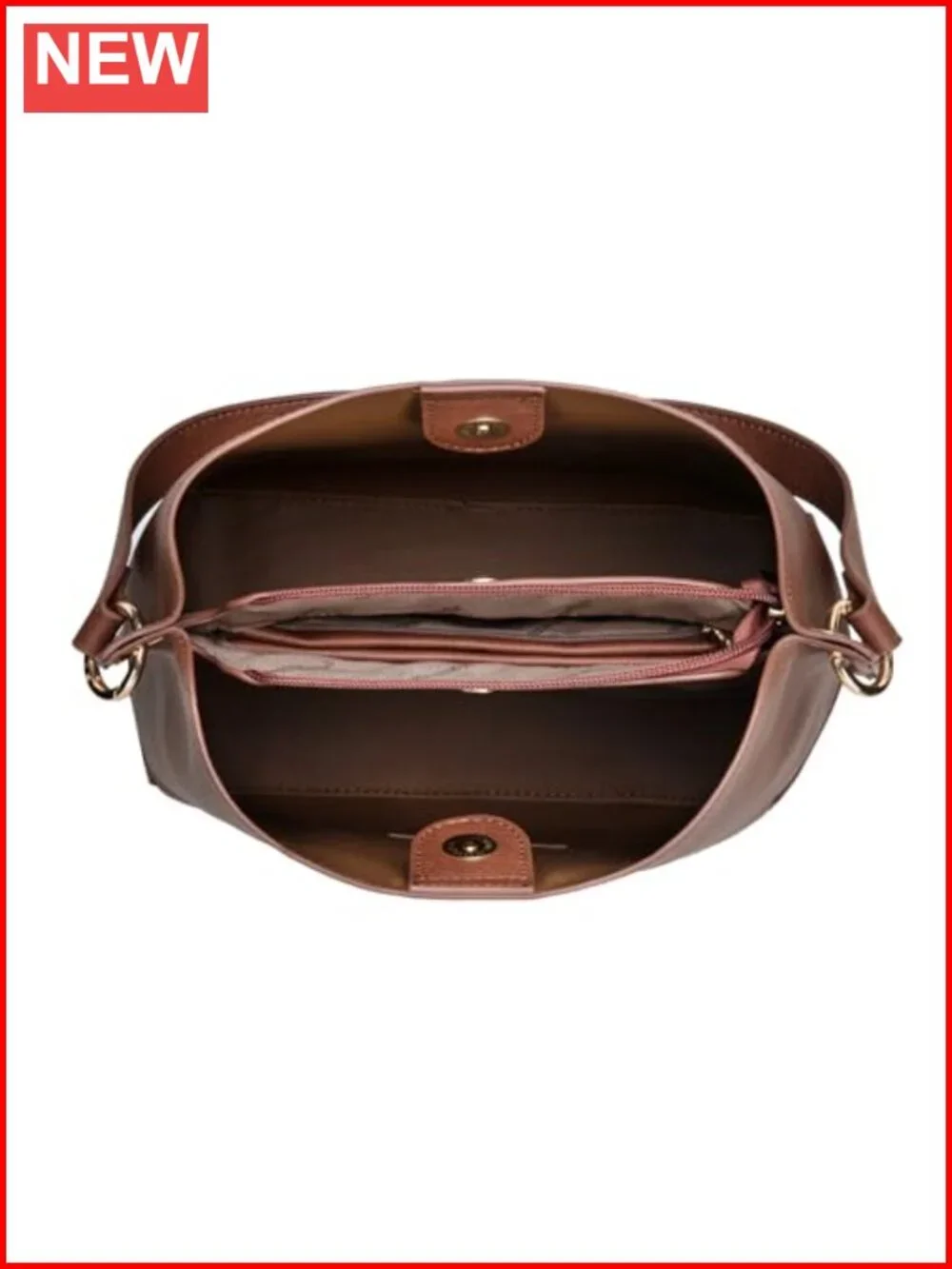 Medium Hobo Bag with 3 Compartments, Vegan Leather Crossbody